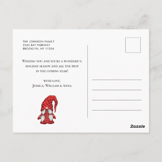 Retro Rode Vrachtwagen Gnomen Kerstmis Vakantie Gr Briefkaart (Achterkant)