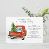 Retro Rode Vrachtwagen Jaarlijks Kerstfeest Kaart (Staand voorkant)