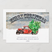 Retro Rode Vrachtwagen Kerst Bedrijfsbegroeting Feestdagenkaart (Voorkant / Achterkant)