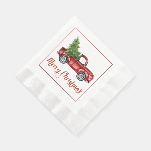 Retro Rode Vrachtwagen Kerst Papier servetten (Hoek)