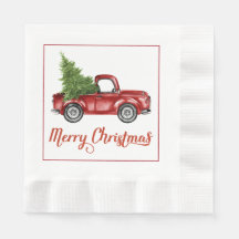  Retro Rode Vrachtwagen Kerst Papier servetten