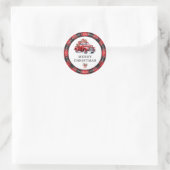 Retro Rode Vrachtwagen Kerstretour Adreslabels Ronde Sticker (Tas)
