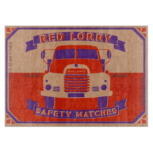 Retro Rode Vrachtwagen Matchbox glas Snijplank (Voorkant)