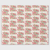 Retro  Rode Vrolijke Kerst Waterverf Typo Cadeaupapier (Vlak)