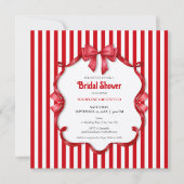Retro Rode & Witte Bruiloft Bridal Shower Kaart (Voorkant)