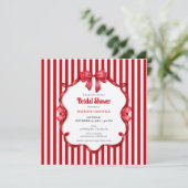 Retro Rode & Witte Bruiloft Bridal Shower Kaart (Staand voorkant)