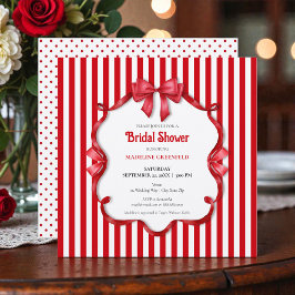Retro Rode & Witte Bruiloft Bridal Shower Kaart