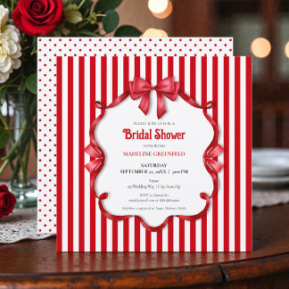 Retro Rode & Witte Bruiloft Bridal Shower Kaart