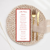 Retro Rode & Witte Bruiloft Menu