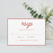 Retro Rode & Witte Bruiloft RSVP Kaartje (Staand voorkant)