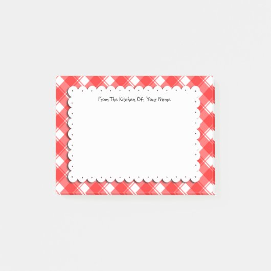 Retro Rode Witte Geruite Vinkjes Aangepaste Post-i Post-it® Notes (Voorkant)
