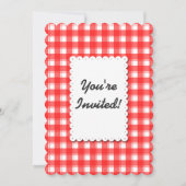 Retro rode witte Gingham geruite bewerkbare uitnod Kaart (Voorkant)