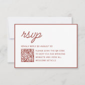 Retro Rode & Witte Huwelijks-QR-code RSVP Kaartje (Voorkant)
