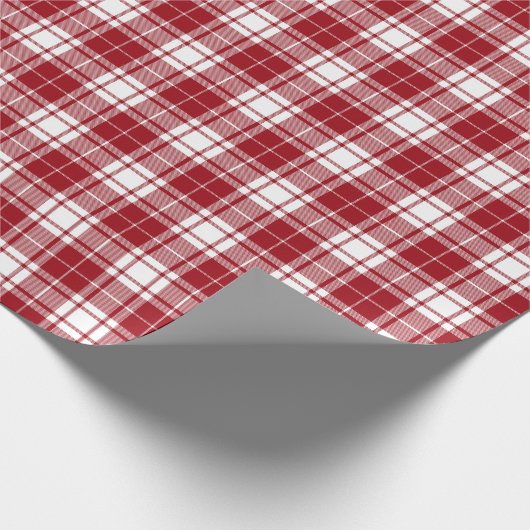 Retro Rode Witte Kerstmis Nieuwjaar Schotse Ruit Cadeaupapier (Hoek)