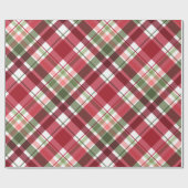 Retro Rode Witte Kerstmis Nieuwjaar Tartan Plaid Cadeaupapier (Vlak)