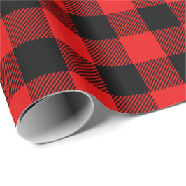 Retro Rode Zwarte Kerstvakantie Tartan Plaid Cadeaupapier