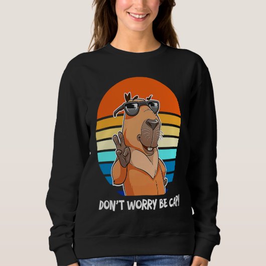 Retro Roden  Capybara Don't Worry Be Capy Trui (Voorkant)