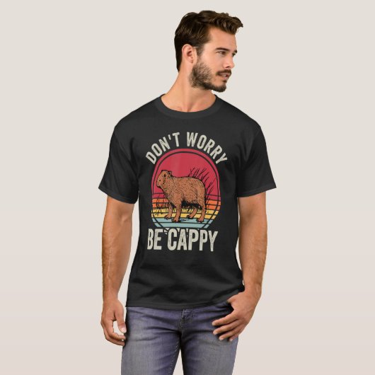 Retro Rodent Capybara kan niet bang zijn dat Capy  T-shirt (Voorkant volledig)