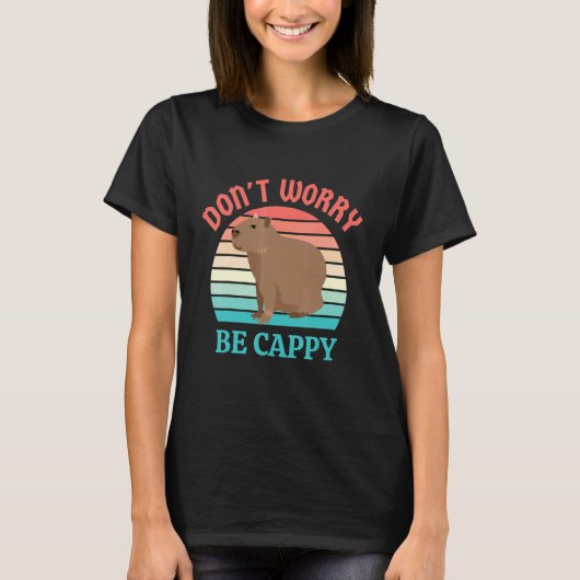 Retro Rodent Capybara kan niet bang zijn om Capy 3 T-shirt (Voorkant)