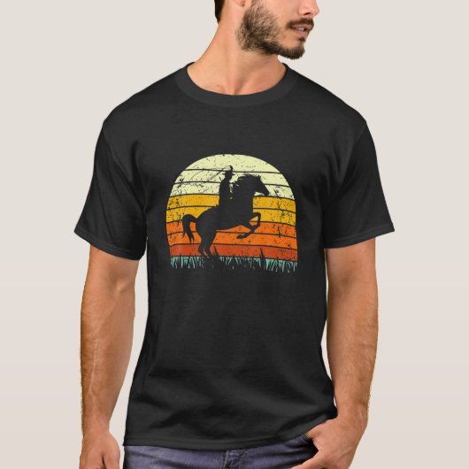 Retro Rodeo  Cowboy Horse Riding Western T-shirt (Voorkant)