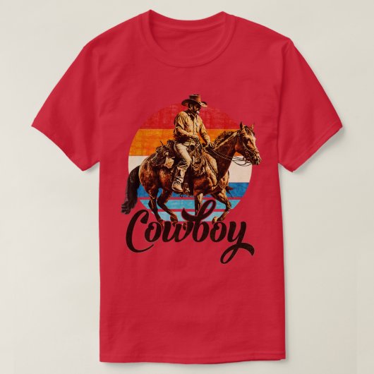  Retro Rodeo Cowboy Paardrijden Aanvraag T-shirt (Design voorkant)