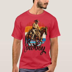  Retro Rodeo Cowboy Paardrijden Aanvraag T-shirt