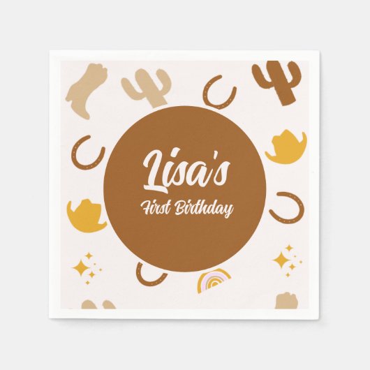 Retro Rodeo Cowgirl Cowboy Boho Birthday Servet (Voorkant)