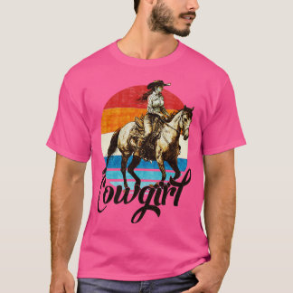  Retro Rodeo Cowgirl Paardrijden Eques T-shirt