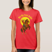 Retro Rodeo Meisje op Paard T-shirt (Voorkant)