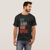 Retro Roeier Coxswain Eat Slaap Rij Herhalen T-shirt (Voorkant volledig)