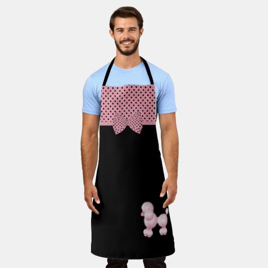 Retro rofel roze poel en pols dot schort (Gedragen)