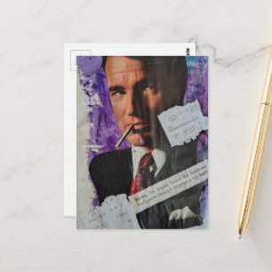 Retro rokende man waarschuwt voor gasprijzen colla briefkaart