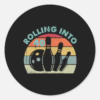 Retro Rol In 40 Vintage Bowling Bowler 40ste Ronde Sticker