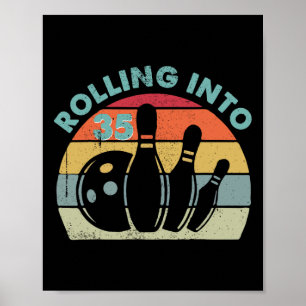 Retro Rol In Naar 35 Vintage Bowling Bowler 35ste Poster