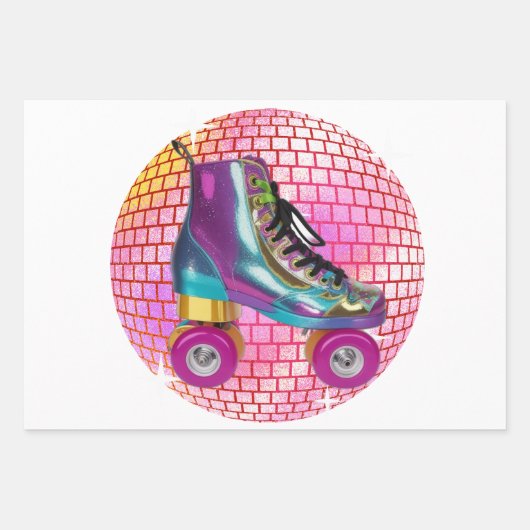 Retro Roller Disco Bal Wrapping Papier Bladen Inpakpapier Vel (Voorkant 3)
