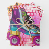 Retro Roller Disco Bal Wrapping Papier Bladen Inpakpapier Vel (In situ)