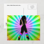 Retro Roller Girl op regenboogBriefkaart Briefkaart (Voorkant / Achterkant)