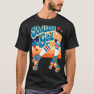 Retro Roller Girl Roller Schaatsen W Hearts A T-shirt