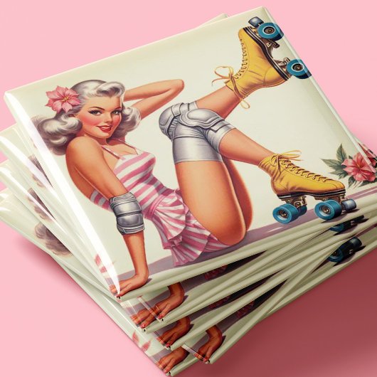 Retro Roller Meisje Pin Up Magneet