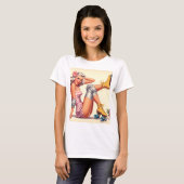 Retro Roller Meisje Pin Up T-shirt (Voorkant volledig)