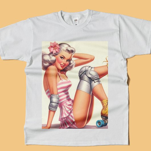 Retro Roller Meisje Pin Up T-shirt