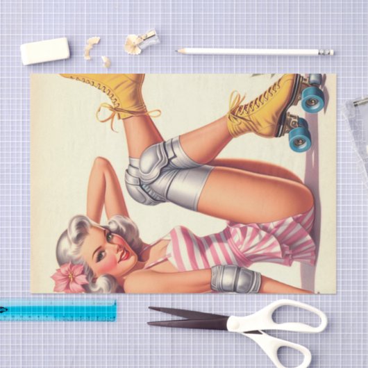 Retro Roller Meisje Pin Up Tissuepapier (Craft)