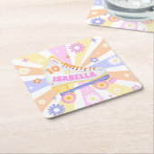 Retro Roller Rink Verjaardagsfeest Kartonnen Onderzetters (Schuin)