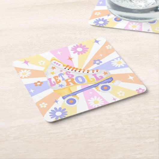 Retro Roller Rink Verjaardagsfeest Kartonnen Onderzetters (Schuin)