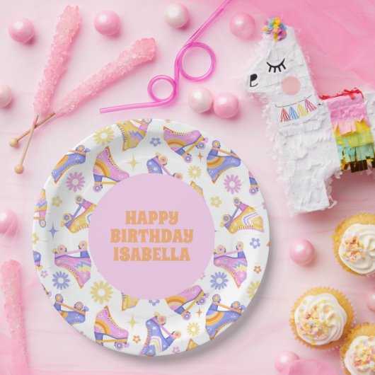 Retro Roller Rink Verjaardagsfeest Papieren Bordje (Feest)