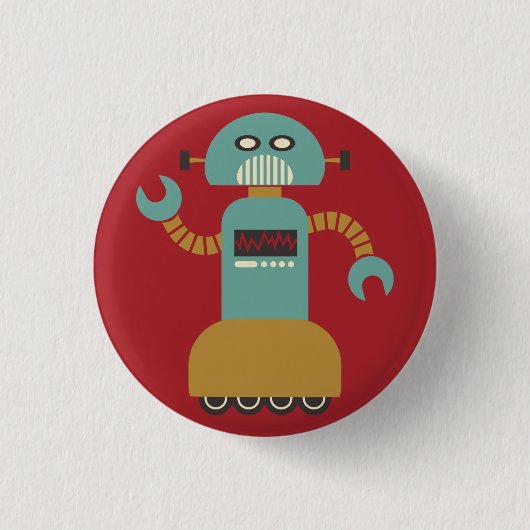 Retro Roller Robot Flair Button (Voorkant)