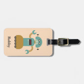 Retro Roller Robot Gepersonaliseerd Bagagelabel (Voorkant horizontaal)
