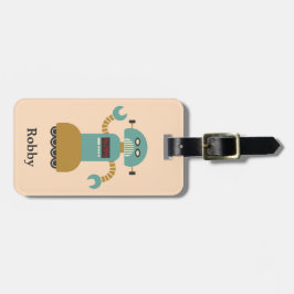 Retro Roller Robot Gepersonaliseerd Bagagelabel