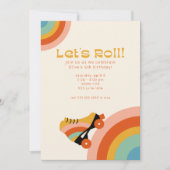 Retro Roller Schaats Birthday Party Invitation Kaart (Voorkant)