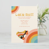 Retro Roller Schaats Birthday Party Invitation Kaart (Staand voorkant)